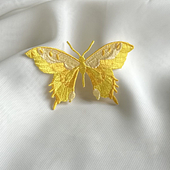 Yellow Butterfly Self Adhesive Computerized Embroidery Cloth Iron on/Sew on Patches, Costume Accessories, Appliques, Yellow, 50x80mm