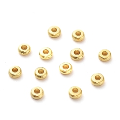 Настоящее золото 18K Spacer бисер латунные, пончик, реальный 18 k позолоченный, 3x1 мм, отверстие : 1 мм