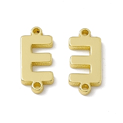 Letter E Rack Plating Brass Connector Charms, Real 18K Gold Plated, Long-Lasting Plated, Cadmium Free & Nickel Free & Lead Free, Letter Links, Letter.E, 14x6.5x1.5mm, Hole: 1mm