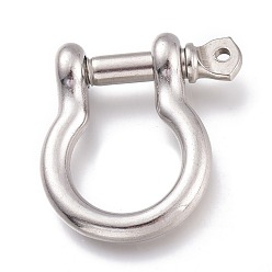 Stainless Steel Color 304 Stainless Steel D-Ring Anchor Shackle Clasps, Stainless Steel Color, 35x30.5x10mm, Hole: 2.4mm