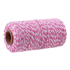 Бледно-Розовый Двухцветные хлопковые нити, макраме шнур, декоративные нитки, для поделок ремесел, упаковка подарков и изготовление ювелирных изделий, розовый жемчуг, 2 мм, около 109.36 ярдов (100 м) / рулон