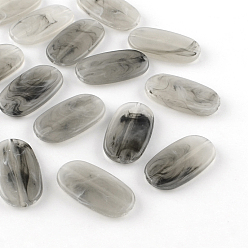 Серый Овальной имитация драгоценных камней акриловые бусины, серые, 29x16x4 мм, Отверстие : 1.5 мм , около 390 шт / 500 г
