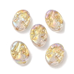 Colorful Transparent Resin Beads, Oval with Woman Beads, AB Color, Colorful, 17.5x13x5.5mm, Hole: 1.6mm