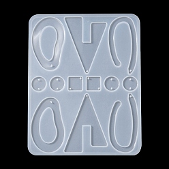 Белый Геометрические подвески и ссылки силиконовые формы, формы для литья смолы, для diy уф смолы, изготовление украшений из эпоксидной смолы, белые, 150x118x4 мм