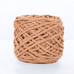 Sandy Brown Soft Crocheting Polyester Yarn, Thick Knitting Yarn for Scarf, Bag, Cushion Making, Sandy Brown, 6mm