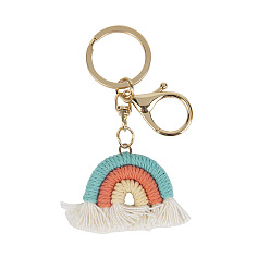 #9 Nordic style small rainbow pendant handmade cotton thread weaving key chain tassel bag car ornament female