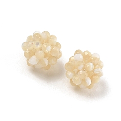 Желтые Ракушки Натуральные желтые ракушечные бусины, сплетенные из ракушек, кассетные шарики, граненые, круглые, 10x9 мм, отверстие : 1.8 мм