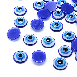 Dodger Blue Glitter Powder Resin Evil Eye Cabochons, Half Round/Dome, Dodger Blue, 14x4.5mm