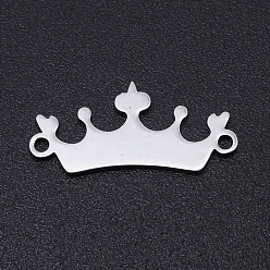 Stainless Steel Color 201 Stainless Steel Links connectors, Laser Cut, Crown, Stainless Steel Color, 9x19x1mm, Hole: 1.2mm