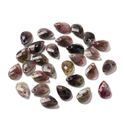 Sienna Opaque Acrylic Charms, Faceted, Teardrop Charms, Sienna, 13x8x3mm, Hole: 1.4mm
