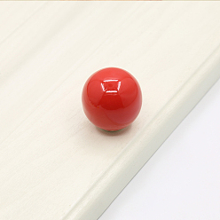 Red Porcelain Cabinet Door Knobs, Kitchen Drawer Pulls Cabinet Handles, Round, Red, 33x35mm