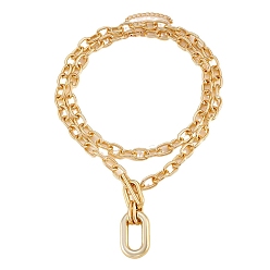 Light Gold Ожерелья из сплава с двухслойной овальной подвеской, золотой свет, 14.37~21.26 дюйм (36.5~54 см), 2 шт / комплект