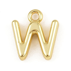 Letter W Латунь прелести, стойки покрытие, долговечный, без кадмия и без свинца, реальный 18 k позолоченный, Буква W, 9x8.5x2 мм, отверстие : 1.2 мм