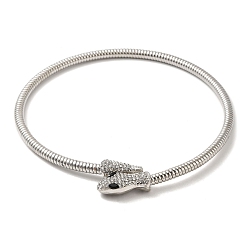 Platinum Alloy Round Snake Chain Necklaces, Magnetic Snake Rhinestone Bracelet, Platinum, 16.73 inch(42.5cm)