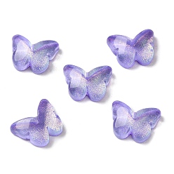 Средний Фиолетовый K 9 стеклянные кабошоны, с блеском порошок, бабочка, средне фиолетовый, 6.2x7.9x2.5 мм