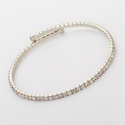 white Sparkling Single Row Diamond Bracelet for Women - Fashionable Elastic Wristband Jewelry B164