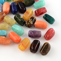 Mixed Color Column Imitation Gemstone Acrylic Beads, Mixed Color, 25x11.5x2mm, Hole: 2mm, about 160pcs/500g