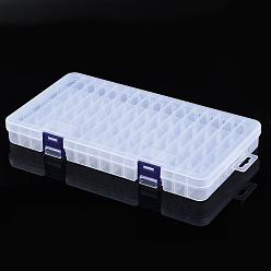 Clear Rectangle Polypropylene(PP) Bead Storage Container, with Hinged Lid, for Jewelry Small Accessories, Clear, 25.3x13.8x2.8cm