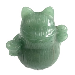 Aventurine Verte Figurines de chat porte-bonheur sculptées en aventurine verte naturelle, guérison, Décorations d'affichage en pierre d'énergie reiki, 60x50x60mm
