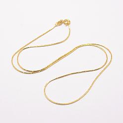 Golden Sterling Silver Snake Chain Necklaces, with Spring Ring Clasps, Golden, 17.9 inch(45.5cm)