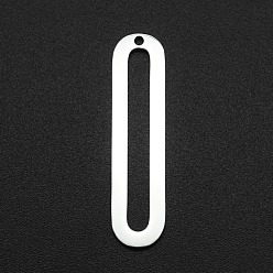 Stainless Steel Color 201 Stainless Steel Open Back Bezel Pendants, For DIY UV Resin, Epoxy Resin, Pressed Flower Jewelry, Oval, Laser Cut, Stainless Steel Color, 30x7x1mm, Hole: 1.2mm