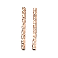 Розовое Золото 304 шарики из нержавеющей стальной трубы, ионное покрытие (ip), текстурированная трубка, розовое золото , 21x2 мм, отверстие : 0.9 мм