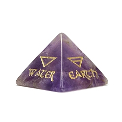 Аметист Натуральные аметистовые оргонитовые украшения для демонстрации пирамид, с символом, фигурка для украшения дома, энергетический камень рейки для исцеления, 30.5x30.5x24.5 мм