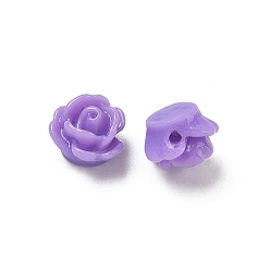 Средний Фиолетовый Непрозрачные шарики cmолы, цветок розы, средне фиолетовый, 9x7 мм, отверстие : 1 мм