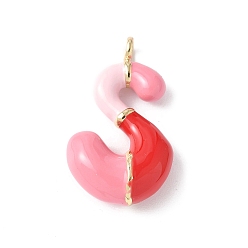 Letter S Латунь эмаль подвески, долговечный, без кадмия и без свинца, реальный 18 k позолоченный, буквенное очарование, Письмо с, 21~25x6~25x4~7 мм, отверстие : 1.6~2 мм