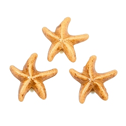 Goldenrod Vintage Handmade Porcelain Beads, Fancy Antique Glazed Porcelain, Starfish, Goldenrod, 14x13.5x5mm, Hole: 1.2mm