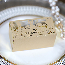 Wheat Hollow Cardboard Candy Boxes, Halloween Gift Package Supplies, Rectangle, Wheat, 8x4x3.8cm