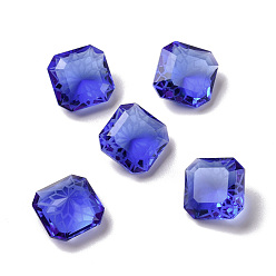 Sapphire Glass Rhinestone Cabochons, Pointed Back, Square, Sapphire, 10x10x5.2mm