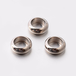 Stainless Steel Color Flat Round 201 Stainless Steel Spacer Beads, Stainless Steel Color, 8x3mm, Hole: 5.5mm