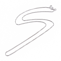Platinum Brass Venetian Chain, Box Chain Necklaces, with Lobster Claw Clasps, Long-Lasting Plated, Platinum, 16.53 inch(42cm), 1mm
