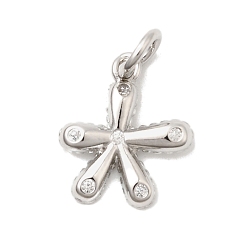 Платинированный Латунные микро проложить кубического циркония прелести, цветок, долговечный, стойки покрытие, с целью перехода в кольце, Реальная платина, 13.5x11.5x1.7 мм, отверстие : 3.2 мм