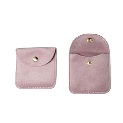 Flamingo Velvet Jewelry Storage Bags with Snap Button, for Earrings, Rings, Necklaces, Square, Flamingo, 8x8cm