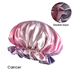 Cancer Polyester Satin Bonnets, Sleep Bonnet Cap, Double Layer Gradient Color Shower Caps, Constellations Theme, Cancer, 360mm
