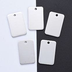 Stainless Steel Color 304 Stainless Steel Pendants, Manual Polishing, Blank Stamping Tags, Rectangle, Stainless Steel Color, 31x20x1.8mm, Hole: 2.5mm