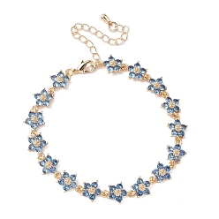 Васильковый Браслеты-цветы с кубическим цирконием, украшения из латуни для женщин, реальный 18 k позолоченный, васильковый, 6-3/4 дюйм (17.2 см)