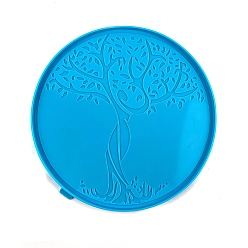 Flat Round Tree of Life Display Decoration DIY Silicone Molds, Resin Casting Molds, For UV Resin, Epoxy Resin Craft Making, Flat Round, 256x10mm