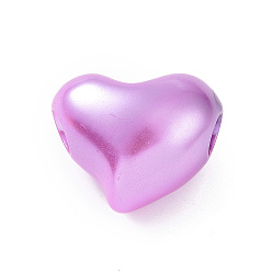 Orchid ABS Plastic Imitation Pearl European Beads, Large Hole Beads, Heart, Orchid, 19.5x24x11.5mm, Hole: 5.4mm, about 155pcs/500g