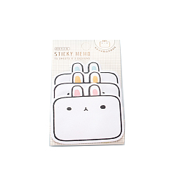 Rabbit Paper Memo Pad Sticky Notes, Sticker Tabs, for Office School Reading, Rabbit Pattern, 102x66mm