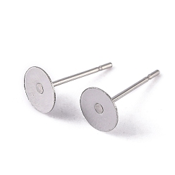 Stainless Steel Color 304 Stainless Steel Flat Round Blank Peg Stud Earring Findings, Stainless Steel Color, 12x8mm, Pin: 0.6mm