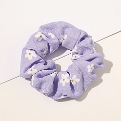Lilac Flower Pattern Cloth Elastic Hair Ties, Scrunchie/Scrunchy Hair Ties for Girls or Women, Lilac, 50x110mm