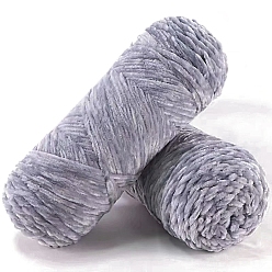 Gainsboro 100g Polyester Chenille Yarn, Velvet Hand Knitting Threads, for Baby Sweater Scarf Fabric Needlework Craft, Gainsboro, 3mm