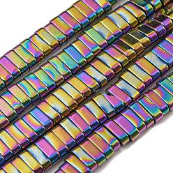Colorful Electroplated Non-magnetic Synthetic Hematite Beads Strands, Rectangle, 2-Hole, Colorful, 6x2x3mm, Hole: 1.2mm, about 198pcs/strand, 16.02 inch(40.7cm)