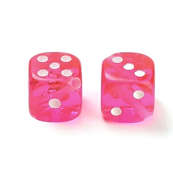 Cerise Spray Printed Transparent Acrylic Beads, Dice, Cerise, 18.5x19x19mm, Hole: 2.5mm, about 185pcs/500g