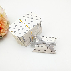 Silver Polka Dot Pattern Paper Pillow Candy Boxes, Gift Boxes, with Ribbon, for Wedding Favors Baby Shower Birthday Party Supplies, Silver, 9x6.5x2.5cm