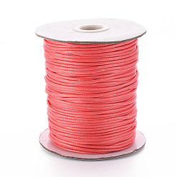 Pink Воском хлопчатобумажная нить шнуры, с катушкой, розовые, 2 мм, около 90 м / рулон