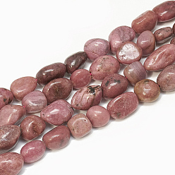 Rhodochrosite Natural Rhodochrosite Beads Strands, Tumbled Stone, Nuggets, 9~20x8~13x4~13mm, Hole: 1mm, about 30~55pcs/strand, 15.7 inch